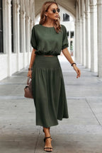 Two Pieces Solid Color Loose Puff Sleeve Pleated Shirt | Mixtshop LLC
