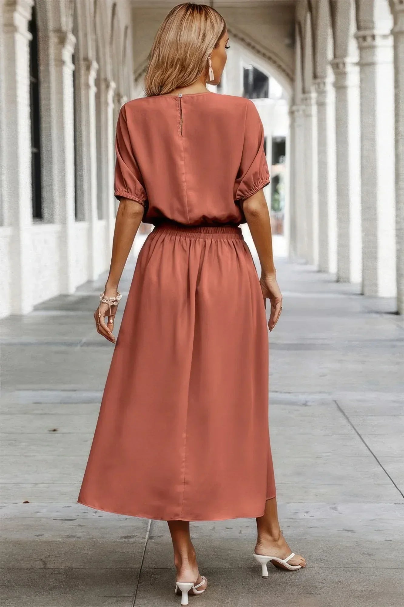 Two Pieces Solid Color Loose Puff Sleeve Pleated Shirt | Mixtshop LLC