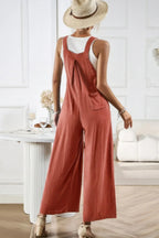 Button Detail Wide Leg Overall Pockets Jumpsuit | Mixtshop LLC