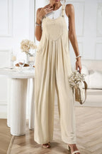 Button Detail Wide Leg Overall Pockets Jumpsuit | Mixtshop LLC