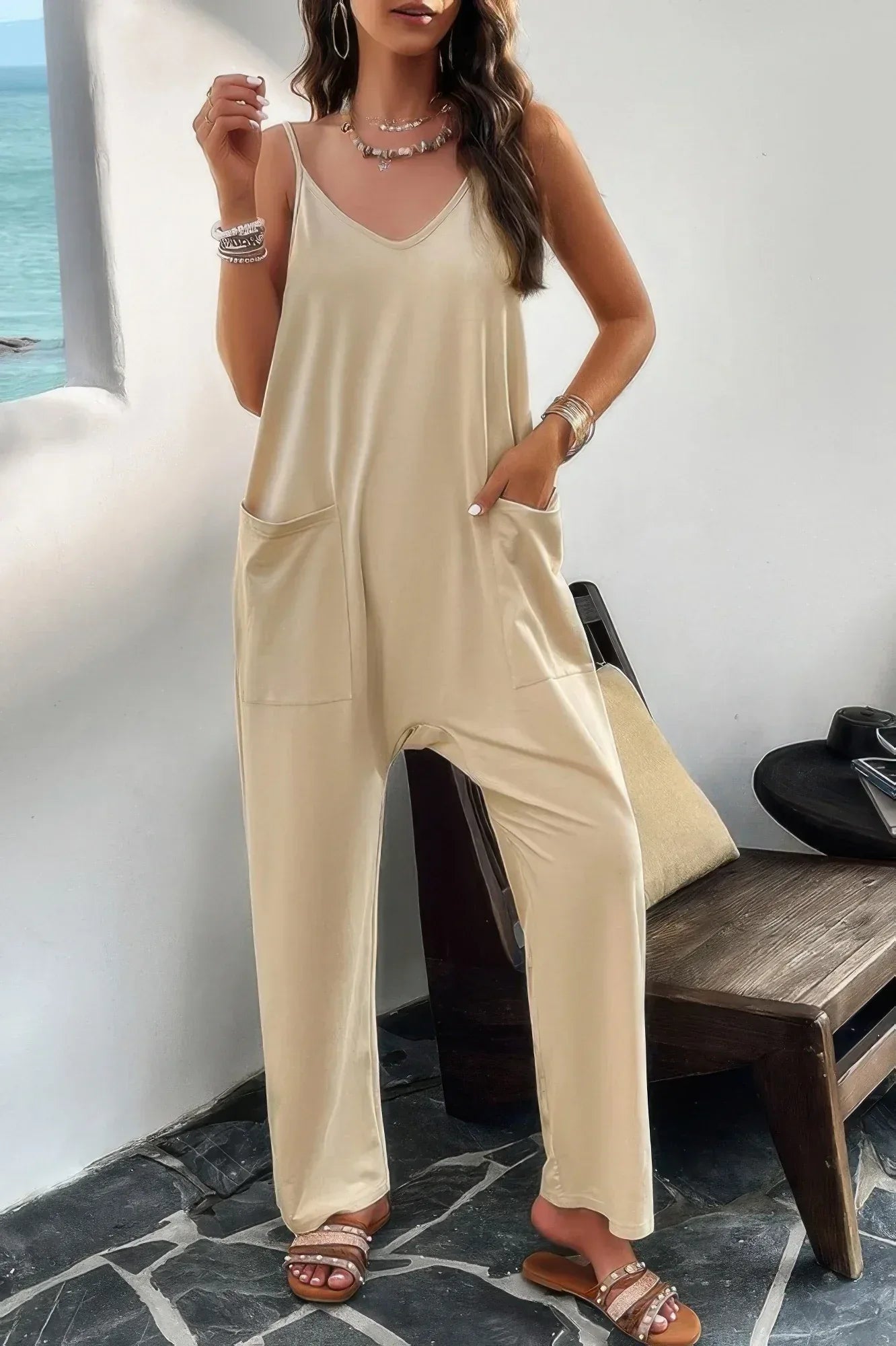 Pocketed Spaghetti Strap Loose Sleeveless Jumpsuit Secondary image