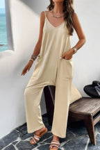 Pocketed Spaghetti Strap Loose Sleeveless Jumpsuit | Mixtshop LLC