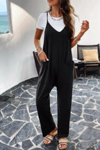 Pocketed Spaghetti Strap Loose Sleeveless Jumpsuit | Mixtshop LLC