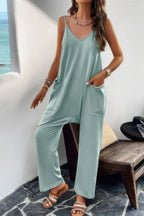 Pocketed Spaghetti Strap Loose Sleeveless Jumpsuit | Mixtshop LLC