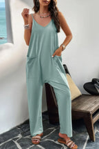 Pocketed Spaghetti Strap Loose Sleeveless Jumpsuit | Mixtshop LLC