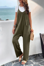 Pocketed Spaghetti Strap Loose Sleeveless Jumpsuit | Mixtshop LLC