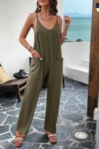 Pocketed Spaghetti Strap Loose Sleeveless Jumpsuit | Mixtshop LLC