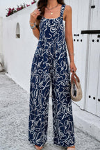 Geo Print Smocked Sleeveless Pockets Jumpsuit | Mixtshop LLC