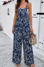 Geo Print Smocked Sleeveless Pockets Jumpsuit | Mixtshop LLC