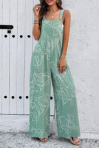Geo Print Smocked Sleeveless Pockets Jumpsuit | Mixtshop LLC
