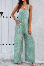 Geo Print Smocked Sleeveless Pockets Jumpsuit | Mixtshop LLC
