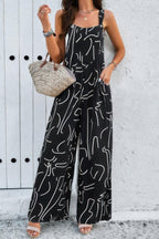 Geo Print Smocked Sleeveless Pockets Jumpsuit | Mixtshop LLC