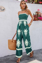 Geo Print Off Shoulder High Waist Fit Jumpsuit | Mixtshop LLC