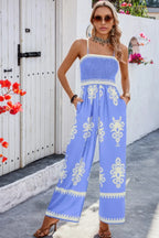 Geo Print Off Shoulder High Waist Fit Jumpsuit | Mixtshop LLC