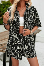 Allover Print Elastic Shorts Two Pieces Button Set | Mixtshop LLC