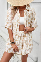Allover Print Elastic Shorts Two Pieces Button Set | Mixtshop LLC