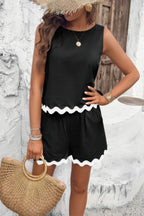 Two Pieces Printed Sleeveless Pockets Shorts Sets | Mixtshop LLC