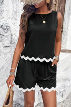 Two Pieces Printed Sleeveless Pockets Shorts Sets | Mixtshop LLC