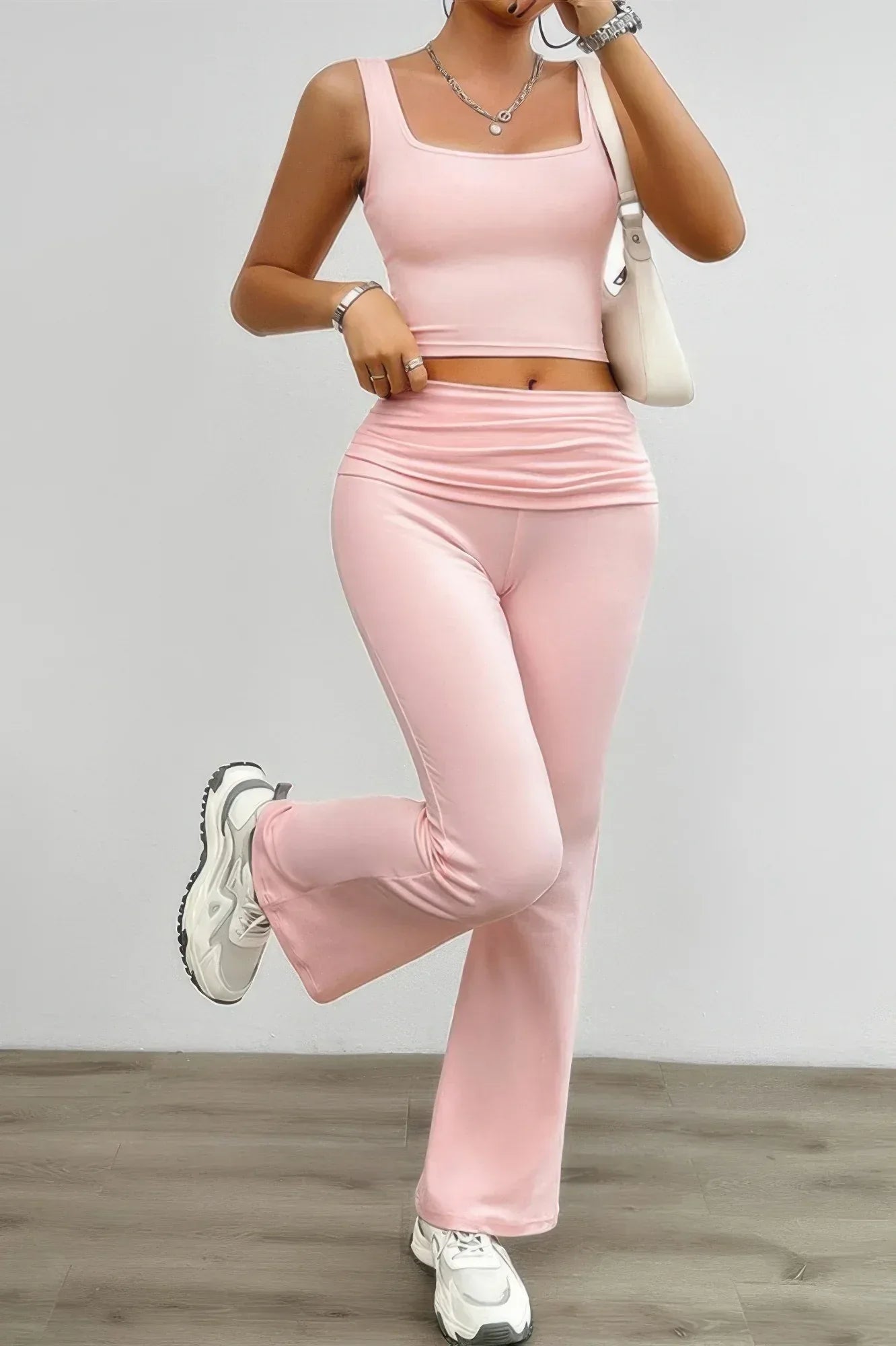 Two Pieces Square Neck Ruched Sleeveless Sets | Mixtshop LLC