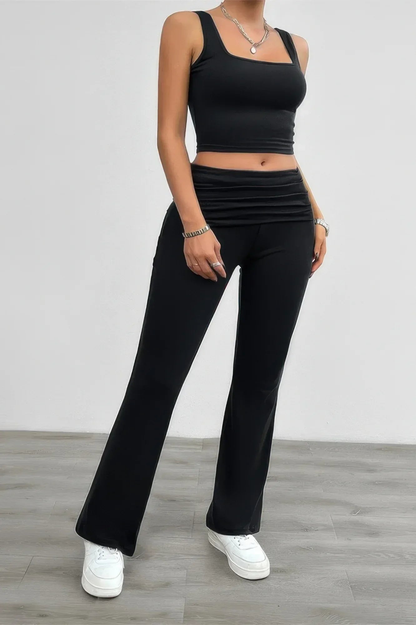 Two Pieces Square Neck Ruched Sleeveless Sets | Mixtshop LLC