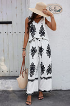 Floral Knot Shoulder Sleeveless Elastic Waist Sets | Mixtshop LLC