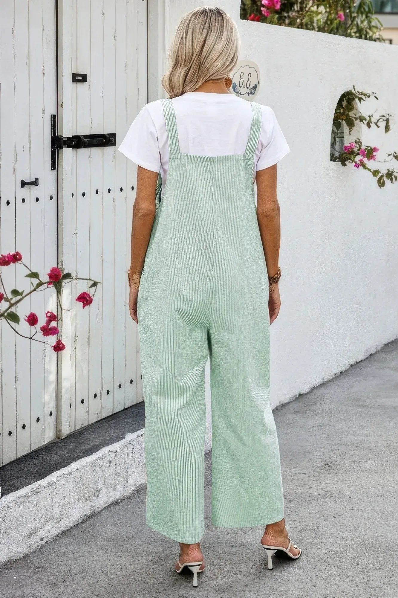 Solid Square Neck Button Trim Pockets Jumpsuit | Mixtshop LLC