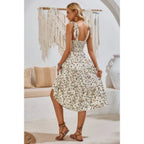 Square Neck Leopard Cut Out Elastic Waist Dress | Mixtshop LLC
