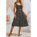 Square Neck Leopard Cut Out Elastic Waist Dress | Mixtshop LLC
