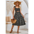 Square Neck Leopard Cut Out Elastic Waist Dress | Mixtshop LLC