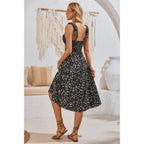 Square Neck Leopard Cut Out Elastic Waist Dress | Mixtshop LLC