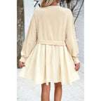 Solid Drop Shoulder Ruched Fit Patchwork Dress | Mixtshop LLC