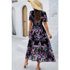 Boho Floral Print High Waist Band Fit Lined Dress | Mixtshop LLC