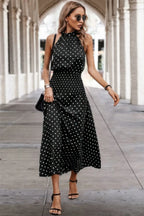 Off Shoulder Dot Print Fit Ruffle Full Dress | Mixtshop LLC