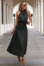 Off Shoulder Dot Print Fit Ruffle Full Dress | Mixtshop LLC