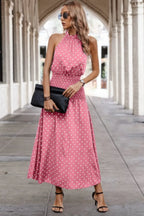 Off Shoulder Dot Print Fit Ruffle Full Dress | Mixtshop LLC
