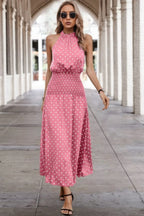 Off Shoulder Dot Print Fit Ruffle Full Dress | Mixtshop LLC