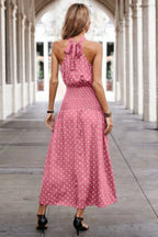 Off Shoulder Dot Print Fit Ruffle Full Dress | Mixtshop LLC