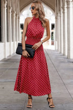 Off Shoulder Dot Print Fit Ruffle Full Dress | Mixtshop LLC