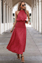 Off Shoulder Dot Print Fit Ruffle Full Dress | Mixtshop LLC