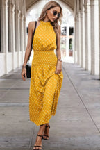 Off Shoulder Dot Print Fit Ruffle Full Dress | Mixtshop LLC