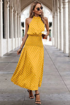 Off Shoulder Dot Print Fit Ruffle Full Dress | Mixtshop LLC