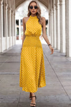Off Shoulder Dot Print Fit Ruffle Full Dress | Mixtshop LLC