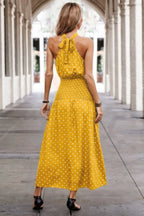 Off Shoulder Dot Print Fit Ruffle Full Dress | Mixtshop LLC