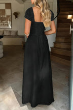 Deep Square Neck Drawstring Back Fit Dress | Mixtshop LLC
