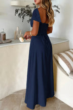 Deep Square Neck Drawstring Back Fit Dress | Mixtshop LLC