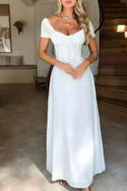 Deep Square Neck Drawstring Back Fit Dress | Mixtshop LLC