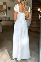 Deep Square Neck Drawstring Back Fit Dress | Mixtshop LLC