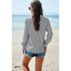 Colorblock Guipure Lace Insert Button Front Shirt | Mixtshop LLC