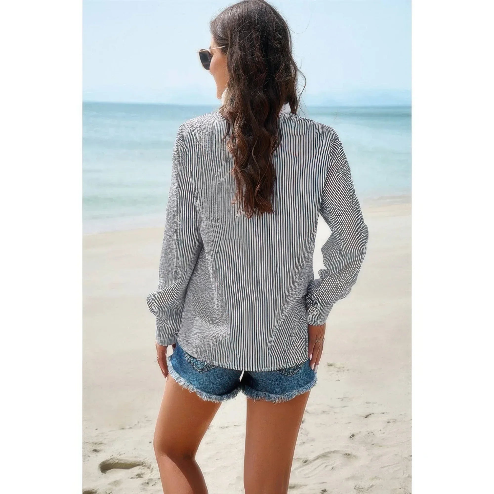 Colorblock Guipure Lace Insert Button Front Shirt | Mixtshop LLC