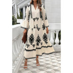 V Neck Stand Collar Button Floral Splicing Dress | Mixtshop LLC